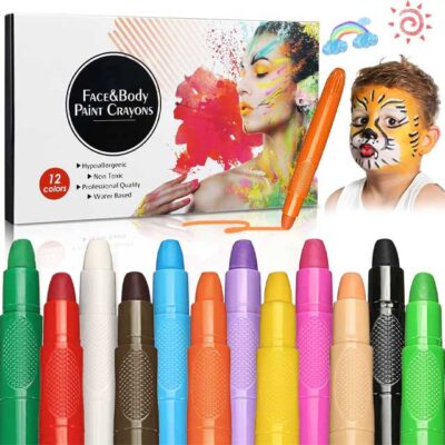 12 Colors Kids Face Paints – Non-Toxic, Hypoallergenic & Washable Carnival Body Paint for Cosplay, Halloween, Christmas & Pregnant Use
