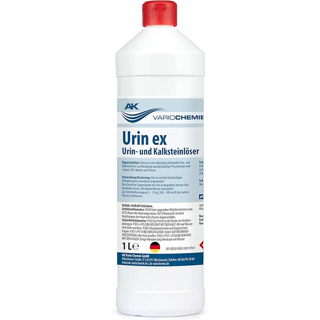 AK VARIOCHEMIE Urine EX 1000ml – Extra Strong Urine Stone & Limestone Remover | Professional Biodegradable Toilet Cleaner with Antibacterial & Odour Control