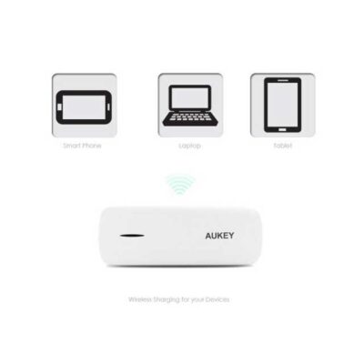 Aukey Wireless Travel Router & Portable Power Bank – 1,800mAh On-The-Go Wi‑Fi Router & Charger, White