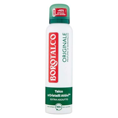 Borotalco Men's Original Dry Spray Deodorant 150ml – Alcohol-Free Formula with Absolute Talcum & 72-Hour Sweat Protection (Borotalkum)