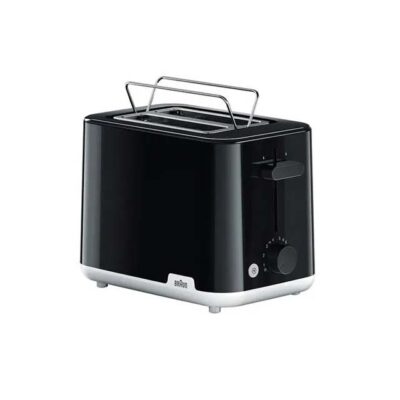 Braun Breakfast1 HT1010 Double Slot Toaster – 900W, 8 Roasting Levels & Defrost Function in Durable Black Plastic