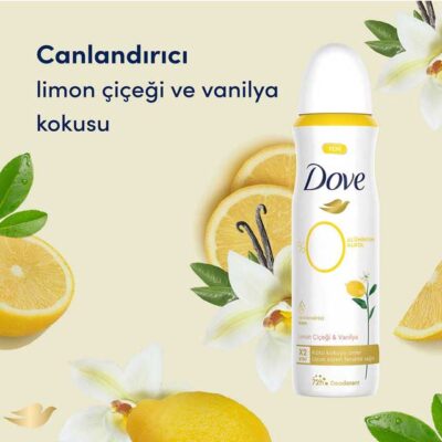 Dove Women's 0% Aluminum Deodorant – 150ML | Refreshing Lemon Blossom & Vanilla Scent for All-Day Freshness