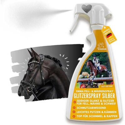 EMMA Silver Mane Spray 500ml – Premium Glitter Shine Spray for Horse Mane, Tail & Fur Care | Must-Have Horse Accessories