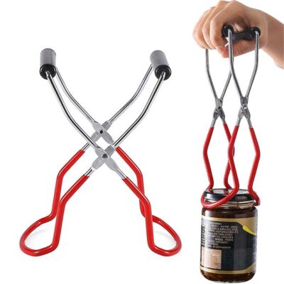 Easy Lift Stainless Steel Jar Tongs – Safe Handle, Non-Slip Clamp for Jars, Premium Canning Supplies for Home, Kitchen, Restaurant & Camping