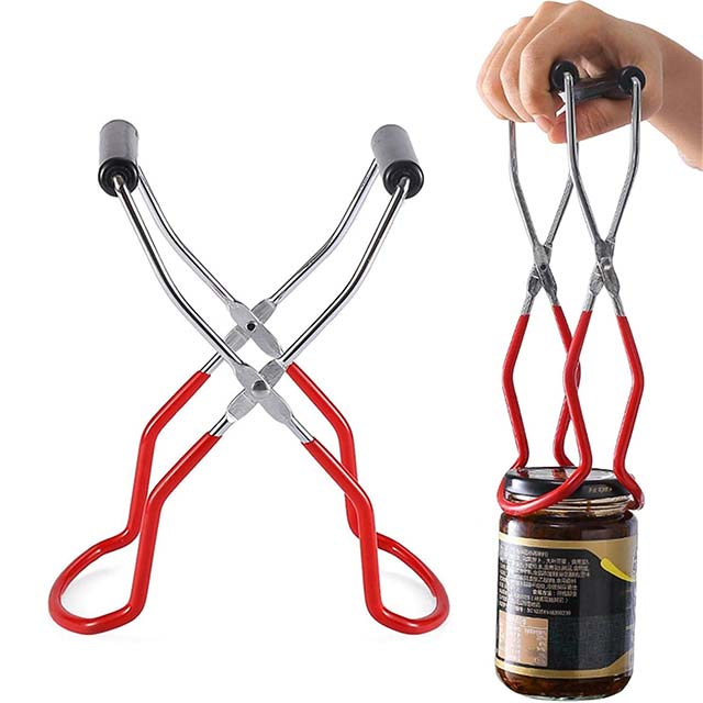 Easy Lift Stainless Steel Jar Tongs – Safe Handle, Non-Slip Clamp for Jars, Premium Canning Supplies for Home, Kitchen, Restaurant & Camping