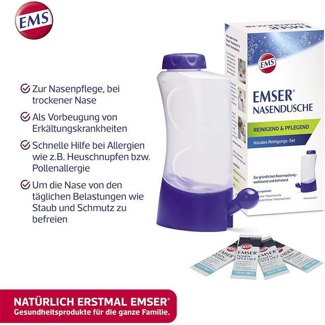 Emser Nasal Shower – Nasal Rinse Salt for Cold & Allergy Relief | 4 x 2.5g Sachets for Optimal Nasal Care and Hygiene
