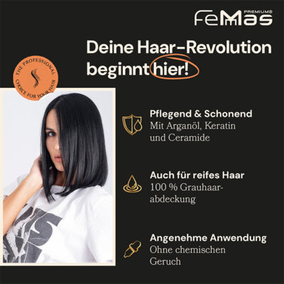 FemMas Professional Cream Hair Colour – Permanent Tint with Argan Oil, Keratin & Ceramides for Radiant, Long-Lasting Results