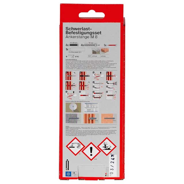 Fischer Heavy Duty Fixing Kit 150C with M8 Anchor Rod – Indoor/Outdoor Mounting System for Concrete & Masonry Applications