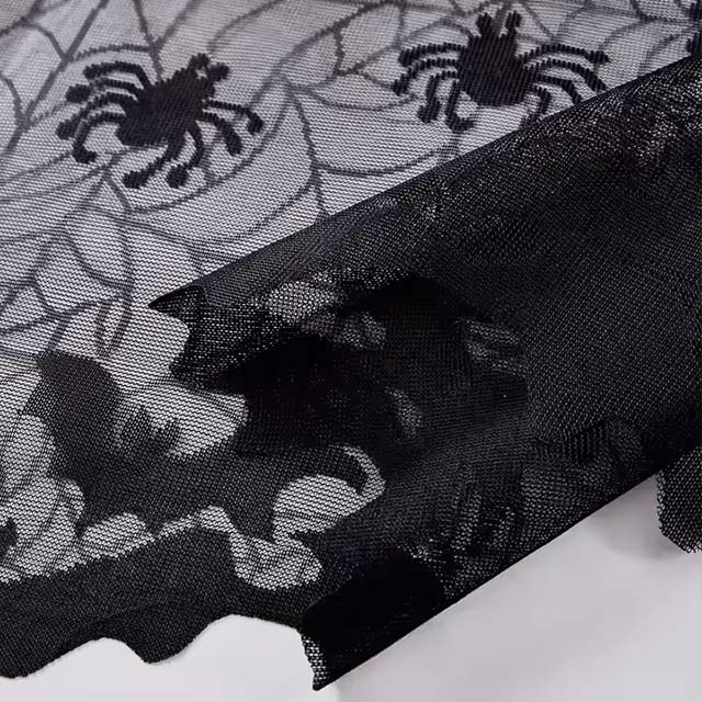 Halloween Short Curtain with Bat & Spider Design – Spooky Window, Living Room & Bedroom Holiday Décor