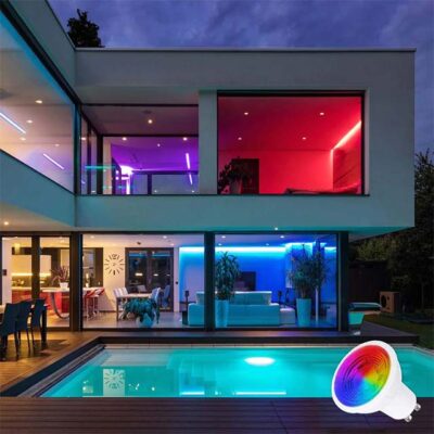 ILC GU10 LED Light Bulb Pack of 4 – 5W (40W Equivalent) Color Changing LED, 12 Color Options, Dimmable Warm White (2700K) RGB Lighting with Remote Control