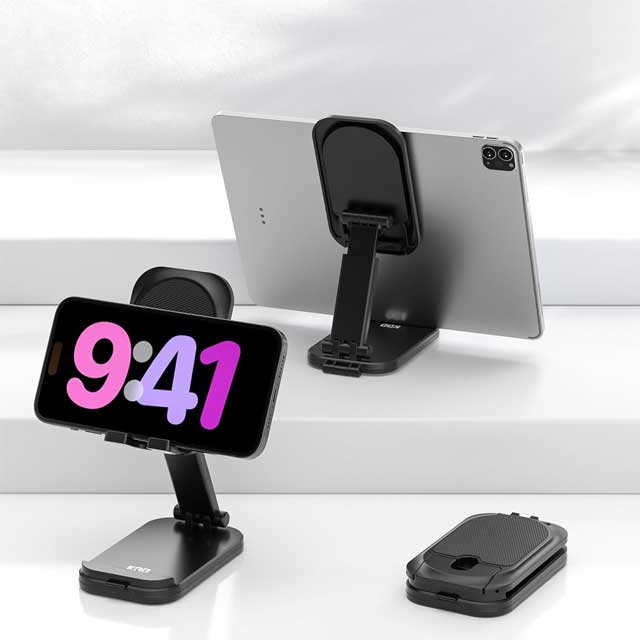 KDD Adjustable Gooseneck Tablet Holder & iPad Stand β Flexible Arm Cell Phone & Tablet Mount for Desk & Bed with Headphone Hanger