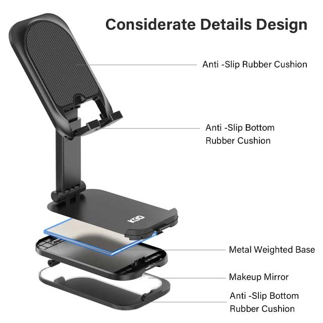 KDD Adjustable Gooseneck Tablet Holder & iPad Stand β Flexible Arm Cell Phone & Tablet Mount for Desk & Bed with Headphone Hanger