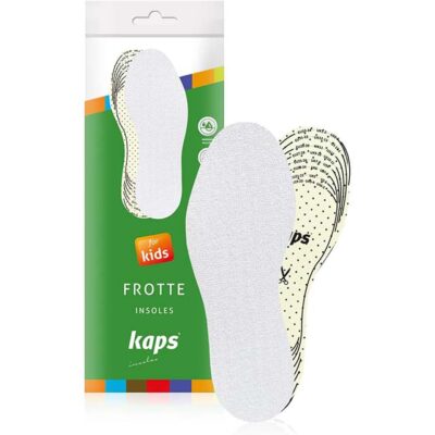Kaps Frotte Kids European Extra Comfortable Shoe Insoles – Shock & Sweat Absorbing Terry Cloth, Custom Cut-to-Fit Replacement/Add-On Soles for Kids