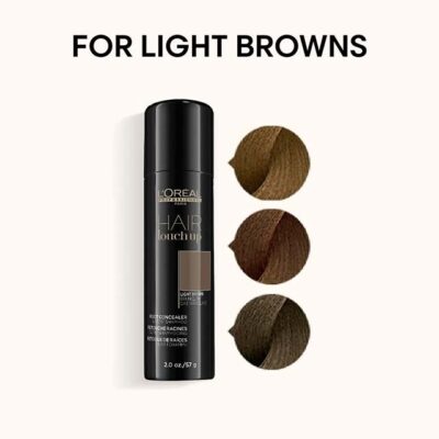 L'Oréal Professionnel Light Brown Root Concealer Spray – Instant Grey Hair Touch Up for Seamless Coverage