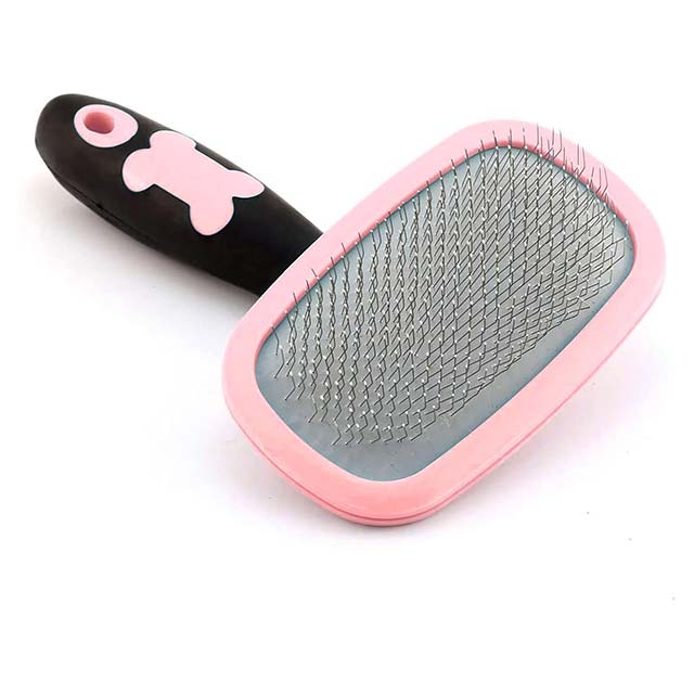 Large Pink Dog Brush – Gentle Cleaning Pin Brush for Shedding Hair, Ideal for Small Dogs, Puppies, Yorkies, Poodles, Rabbits & Cats