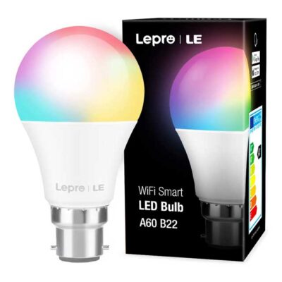 Lepro WiFi Smart RGB LED Bulb – B22 Base | 9W, 806lm, 2700K-6500K Color Temperature | A+ Energy Efficient & Dimmable Smart LED Light