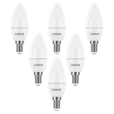 Linkind E14 LED Candle Light Bulbs 4.9W (40W Equivalent) – 5000K Cool White, 500 Lumen, CE/RoHS/ErP Certified, Non-Dimmable Pack of 6