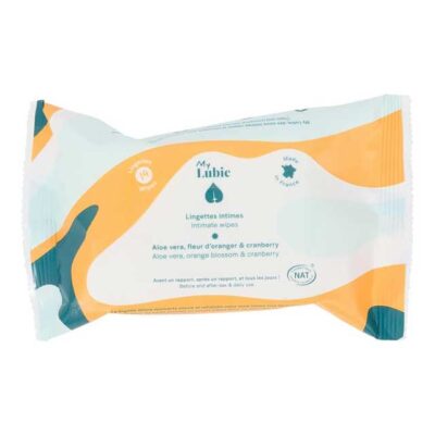 MY LUBIE Natural & Soothing Intimate Wipes – 14-Pack Odour-Free, Soft & Disposable Toilet Wipes with Cranberry, Orange Blossom & Aloe Vera in a Compact Package