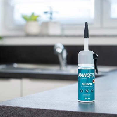 Manofix Fugenchef 150ml Transparent Silicone Sealant in Dispenser – Ideal for Kitchen, Bathroom & More