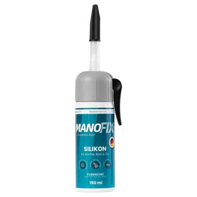 Manofix Fugenchef 150ml Transparent Silicone Sealant in Dispenser – Ideal for Kitchen, Bathroom & More