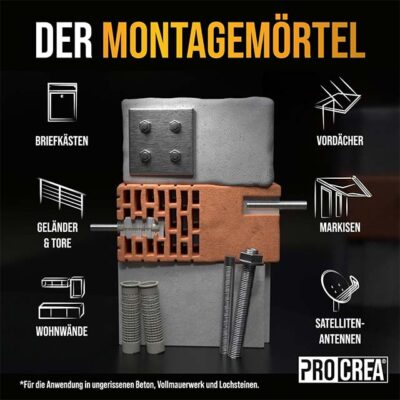 PROCREA® Injection Mortar "Ankerfix" – 2x Premium Mixers, High-Performance Assembly & Composite Mortar with 2K Adhesive and Liquid Dowels for Medium‑Heavy Loads (Indoor & Outdoor)
