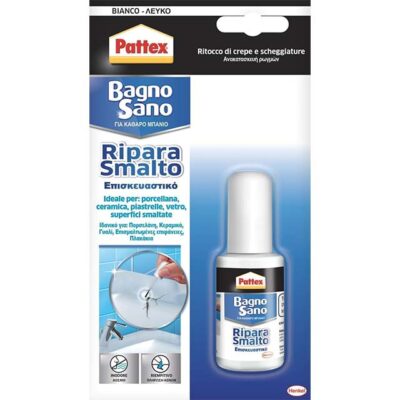 Pattex Bagno Sano Ripara Smalto – Water-Based Acrylic Enamel for Chip Repair & Touch-Ups, Tile Enamel with Filling Power, Paint Effect & Brush