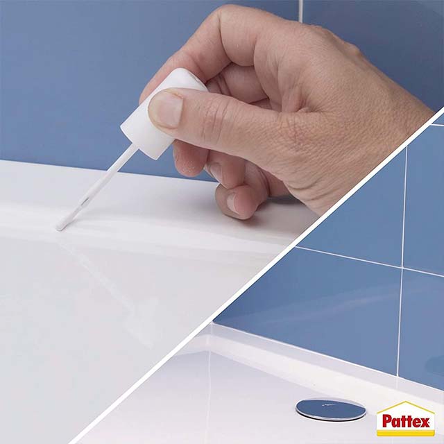 Pattex Bagno Sano Ripara Smalto – Water-Based Acrylic Enamel for Chip Repair & Touch-Ups, Tile Enamel with Filling Power, Paint Effect & Brush