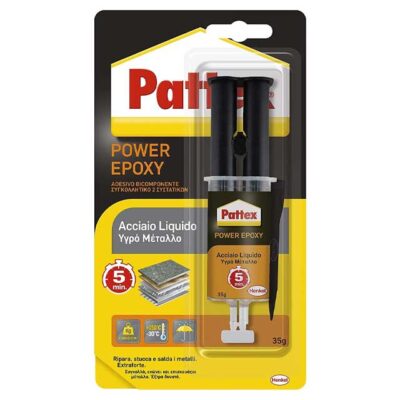 Pattex Power Epoxy Liquid Steel – 2-Component Metal-Colored Epoxy Adhesive for Metals & More, 35g