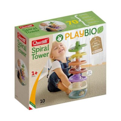 Quercetti 86501 Spiral Tower Play Bio – Multicoloured Educational Building & Stacking Toy for Kids