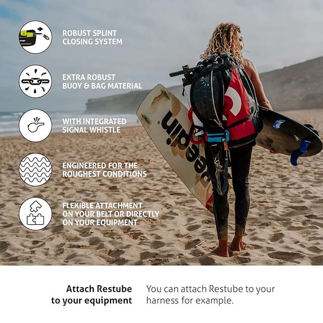 Restube Extreme Wild Swimming Safety Buoy – Open Water Buoyancy Aid for Swimmers, Surfers & Lifeguards with One-Pull Inflatable Mechanism & Whistle for Rough Conditions