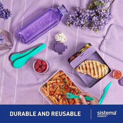 Sistema Retro Square Bottle 725 ml – BPA-Free, Reusable, Eco-Friendly Water Bottle in Assorted Colours