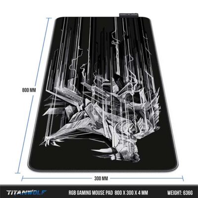 TITANWOLF XXL RGB Gaming Mouse Mat 800x300mm – XXXL Extended LED Mousepad with 11 Multi-Color Effects & Non-Slip Rubber Base for PC, Mac & Gaming Setups