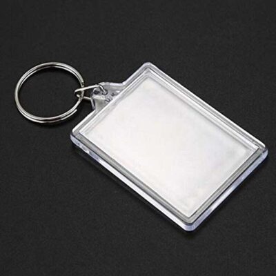 Transparent Acrylic Photo Keychain – Blank Insert Picture Frame with Plastic Ring & Chain for Custom Photos