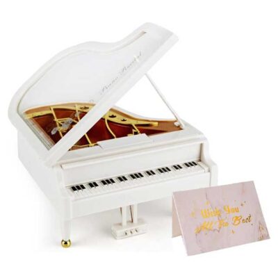 Vintage Hand-Cranked Piano Music Box – Retro Mini Musical Machine with Classic Table & Desk Decoration and Greeting Card