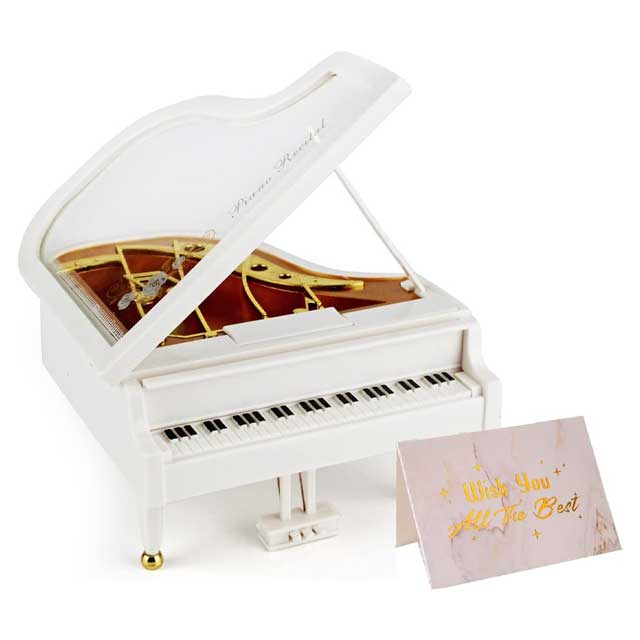 Vintage Hand-Cranked Piano Music Box – Retro Mini Musical Machine with Classic Table & Desk Decoration and Greeting Card