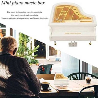 Vintage Hand-Cranked Piano Music Box – Retro Mini Musical Machine with Classic Table & Desk Decoration and Greeting Card