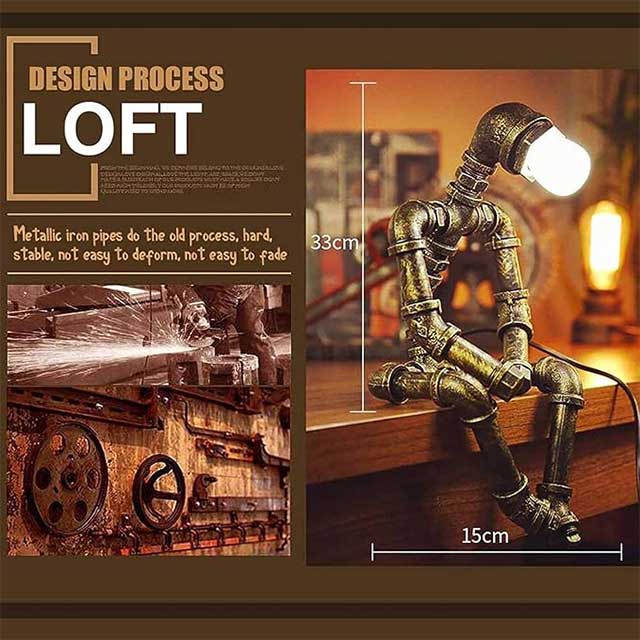 Vintage Industrial Water Pipe Table Lamp