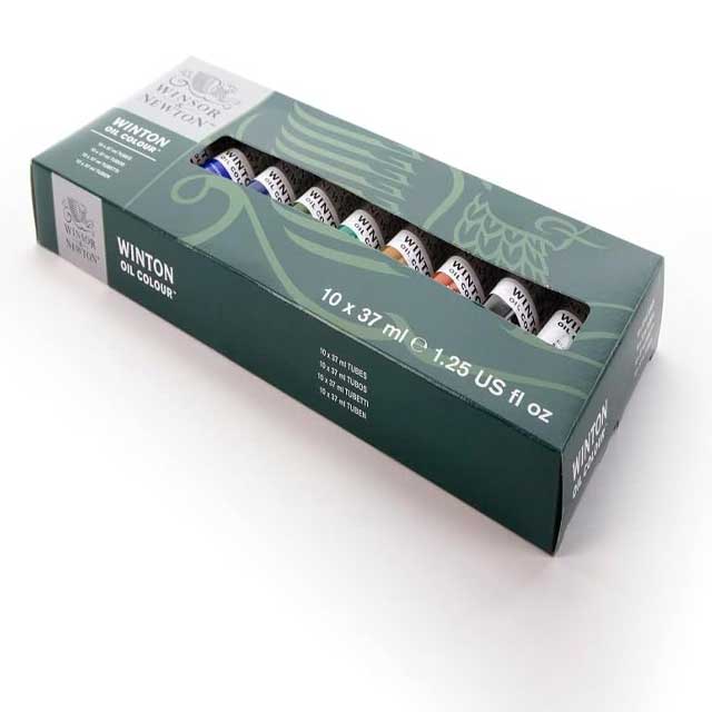 Winsor & Newton Winton Oil Color Paint Set – 10 x 37ml Tubes (1.25 Fl Oz) | Artist-Quality Oil Paints for Beginners & Professionals | Rich Pigments, Smooth Application – Starter Set
