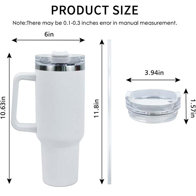 Winter White Insulated Stainless Steel Tumbler with Handle & Straw Lid – Reusable Travel Water Bottle & Coffee Mug
