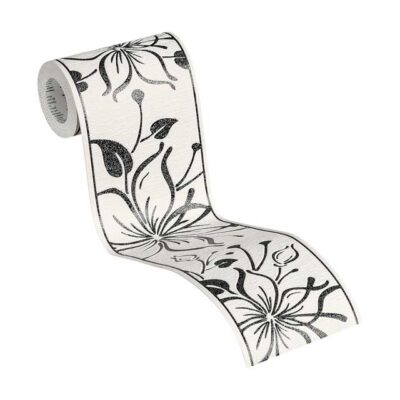 A.S. Création Metallic Self-Adhesive Border – Only Borders 10 in Black & White Decorative Trim (Item 346629)