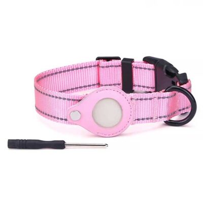 Adjustable Nylon Cat Collar with AirTag Holder – Reflective Safety Collar for Apple AirTag GPS Tracker Accessories