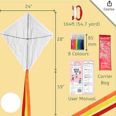 CeeTee Kids Kite Kit – DIY Build & Fly Kite for Creative Outdoor Fun & Beach Games