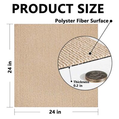 DIY Peel & Stick Carpet Tiles – Non-Slip Self-Adhesive Khaki Square Carpet with Soft Pad for Bedroom & Living Room Floor