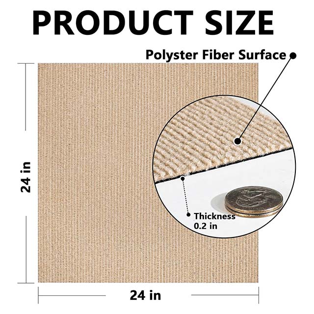 DIY Peel & Stick Carpet Tiles – Non-Slip Self-Adhesive Khaki Square Carpet with Soft Pad for Bedroom & Living Room Floor