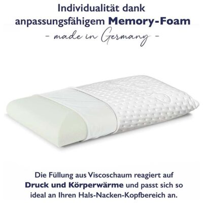 FMP Matratzenmanufaktur Orthopaedic Neck Support Pillow – Viscoelastic Memory Neck Pillow with Adjustable Heights for Optimal Comfort