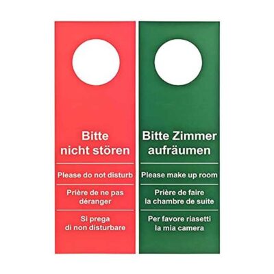 Hotel Dual-Sign Door Hanger – Red & Green 'Please Do Not Disturb / Please Clean Up the Room' Indicator