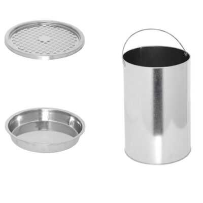 JM&T Stainless Steel Ashtray Garbage Trash Can - 4.8 Gallon (18L) Zinc Plated Outdoor Commercial Waste Container with Removable Recycle Bin