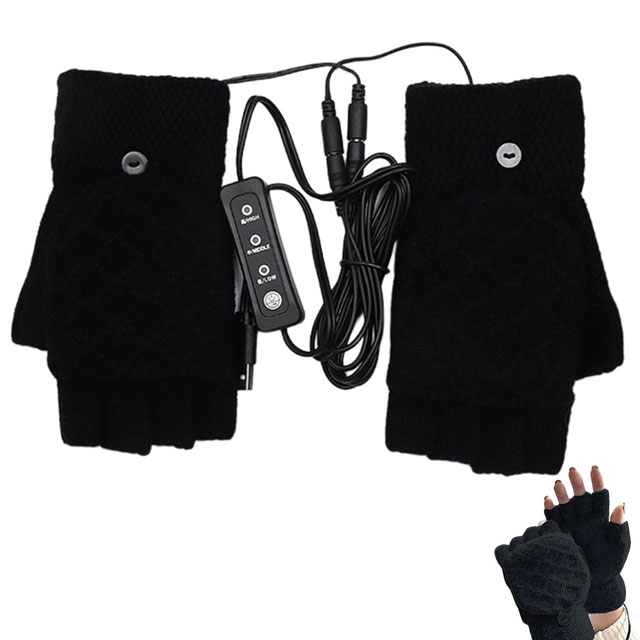 Knitting Hands 5V USB Heated Fingerless Gloves – Full & Half Hand Warmers for Laptops, Knitting, & Outdoor Work
