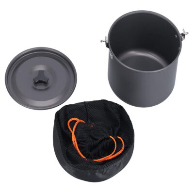 Large Capacity Aluminum Alloy Hanging Cook Pot – Portable Picnic, Camping & Bonfire Cooking Pot with Lid Storage Bag