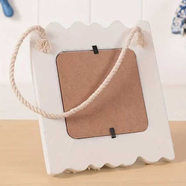 Mediterranean Style White Wooden Photo Frame – Creative Picture Holder for Elegant Home Decor